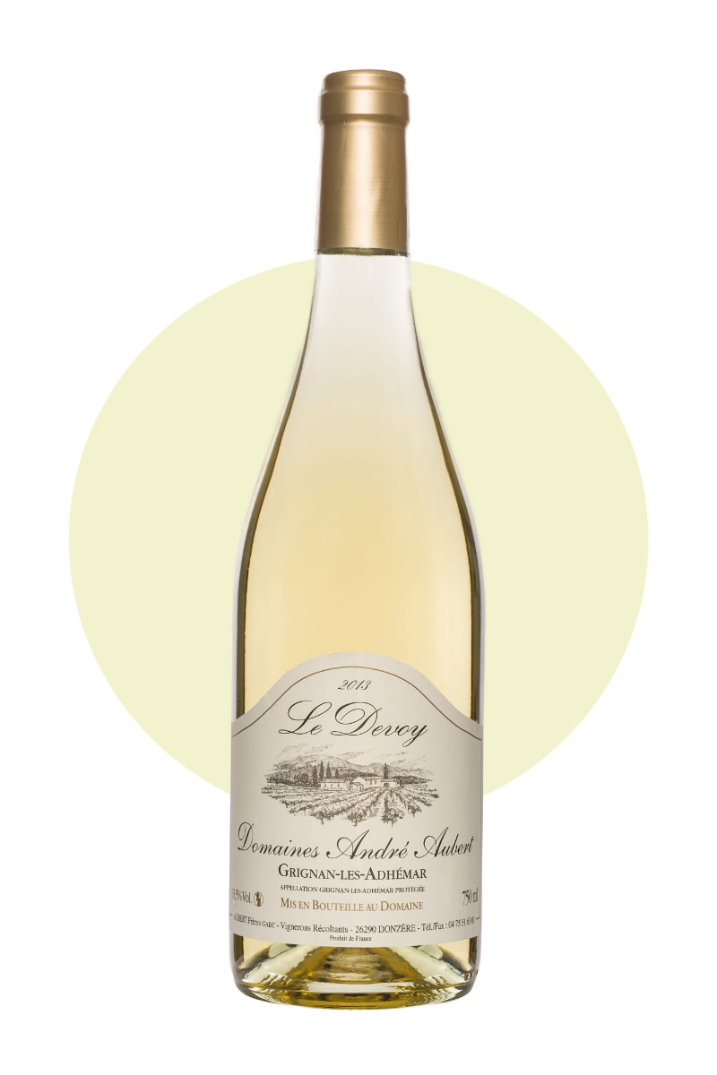 Domaines-Andre-Aubert-Le-Devoy-Blanc-AOC-Weisswein-Cotes-du-Rhone-Flasche